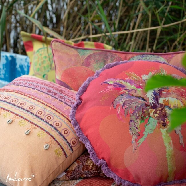 Sierkussen Palmtree - ø40cm - Roze - P.E.T. Gerecycled Plastic