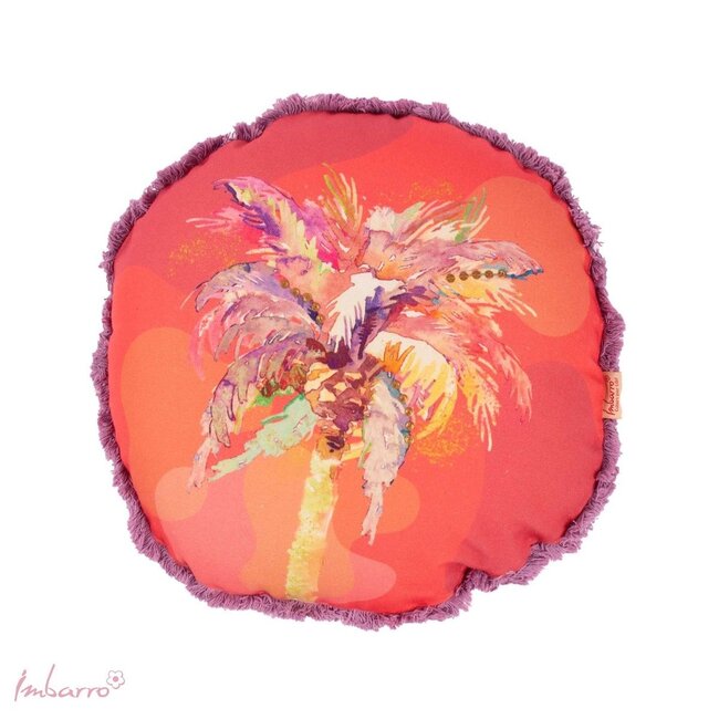 Sierkussen Palmtree - ø40cm - Roze - P.E.T. Gerecycled Plastic