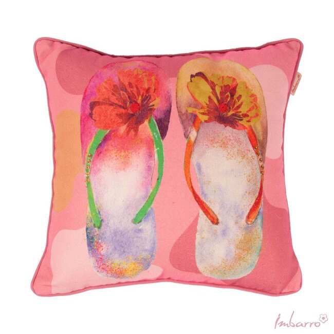 Imbarro Sierkussen Flipflops - 45x45cm - Roze - P.E.T. Gerecycled Plastic