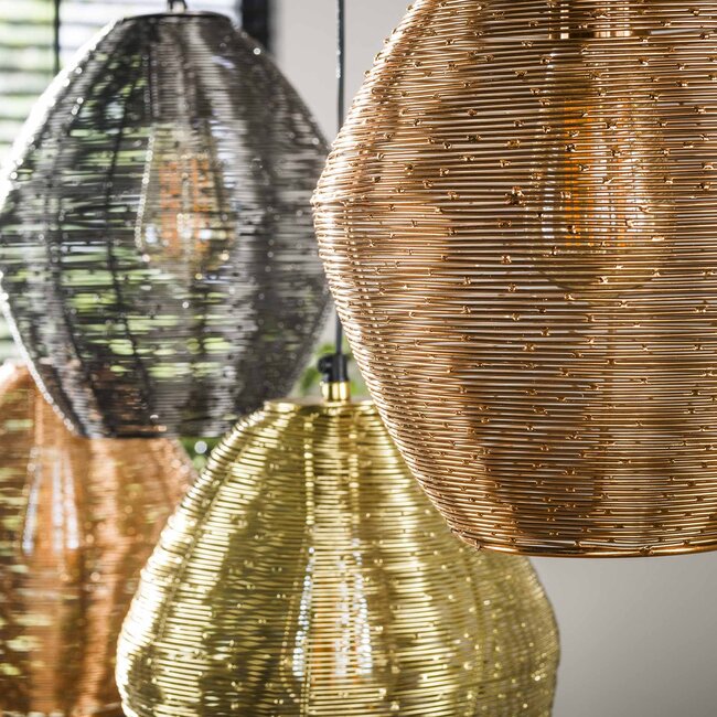 Hanglamp Zwart Nikkel Chroom Koper 5 Lichtpunten - Web
