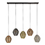 Hanglamp Zwart Nikkel Chroom Koper 5 Lichtpunten - Web