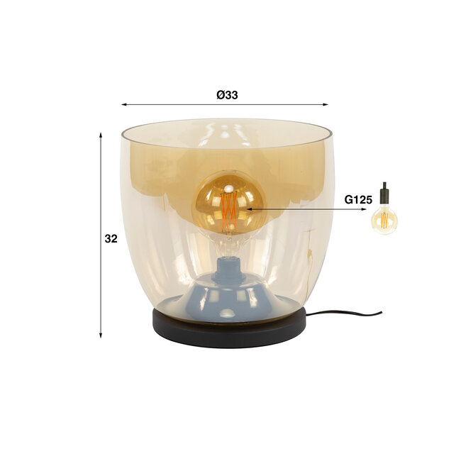 Vloerlamp Amber Glas XL 1 Lichtpunt - UP