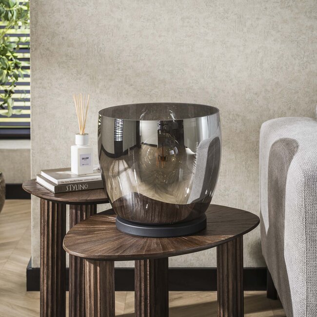 PS-Collection UP XL Vloerlamp - 33x33x32cm - Smoke Grey Glas - Metaal