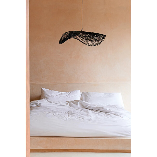 Chapeau Hanglamp L - 75x75x20 cm - Zwart - Rotan