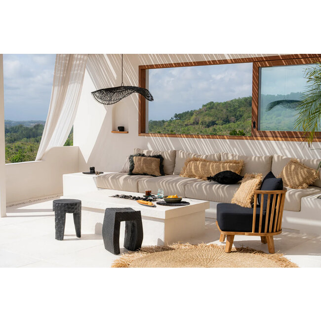 Chapeau Hanglamp L - 75x75x20 cm - Zwart - Rotan