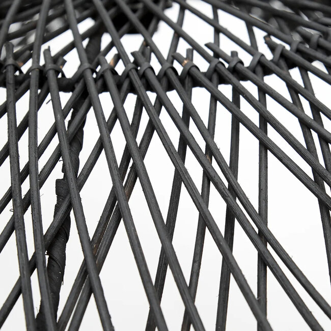 Chapeau Hanglamp L - 75x75x20 cm - Zwart - Rotan