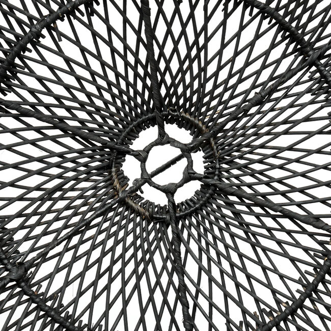 Chapeau Hanglamp L - 75x75x20 cm - Zwart - Rotan