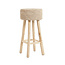Barkruk Rond Teakhout Raffia Naturel - The Raffia