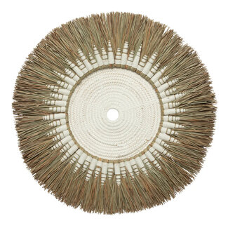 Raffia Macramé Wanddecoratie - Wit/Naturel - Ø60 cm