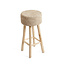 Barkruk Rond Teakhout Raffia Naturel - The Raffia