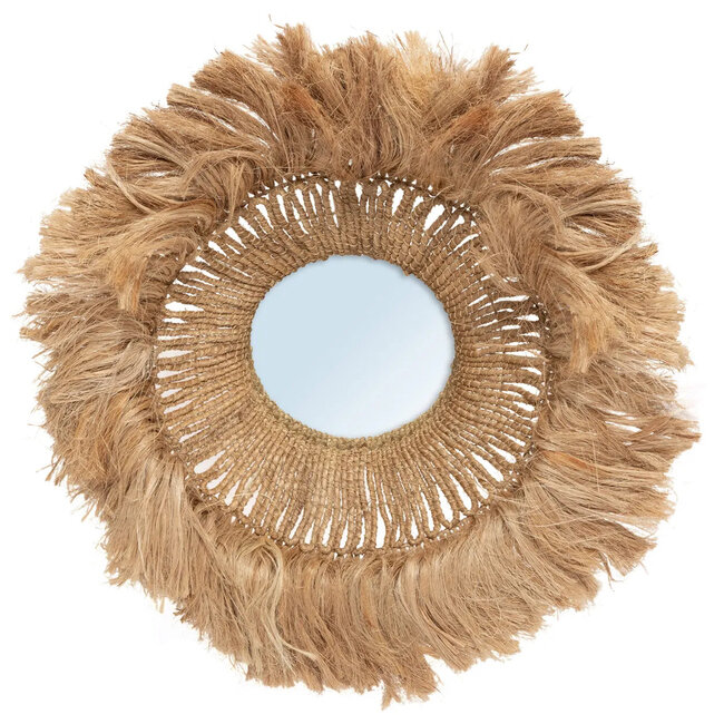 Abaca Solomon Wandspiegel - Ø85 cm - Naturel - Abaca Gras/Glas