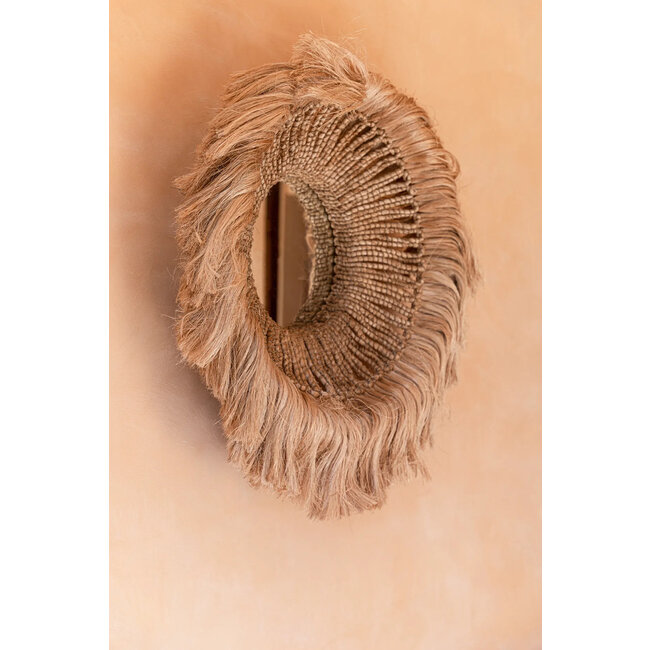 Abaca Solomon Wandspiegel - Ø85 cm - Naturel - Abaca Gras/Glas