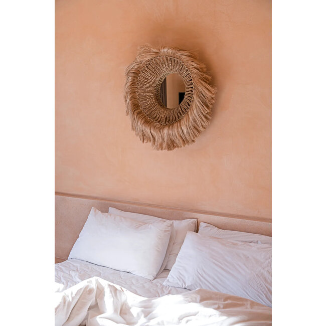 Abaca Solomon Wandspiegel - Ø85 cm - Naturel - Abaca Gras/Glas