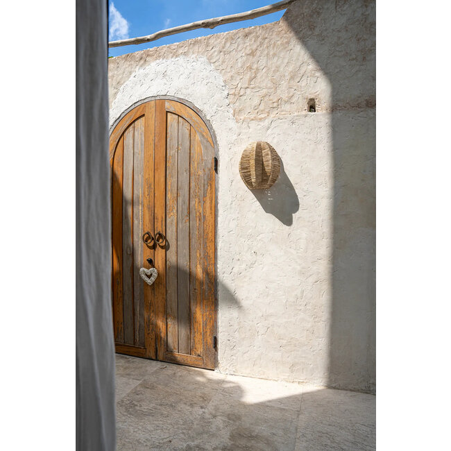 Boho Wandlamp - Raffia - Naturel - 15x30x40 cm