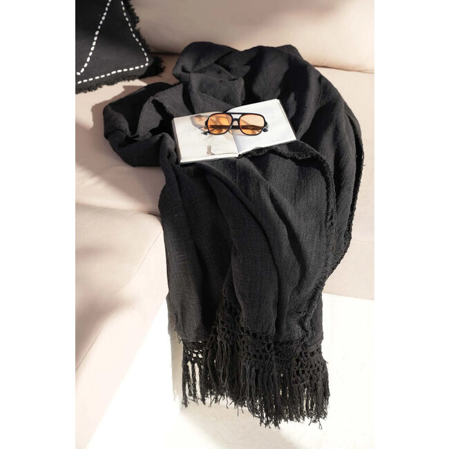 De Gypsy Bedsprei - 260x122cm - Katoen - Zwart - Woondeken