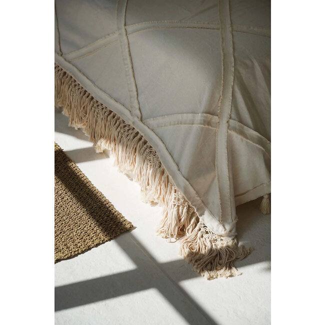 Berber Bedsprei - 300x240 cm - Naturel - Katoen - Met Franjes