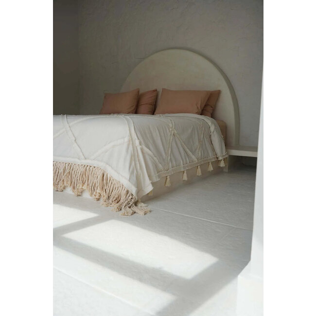 Berber Bedsprei - 300x240 cm - Naturel - Katoen - Met Franjes