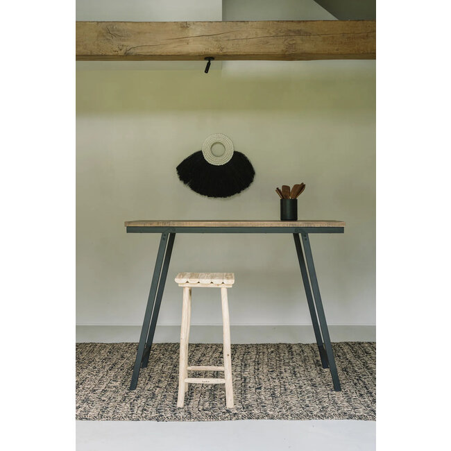 Shell Alang Alang Wanddecoratie - Raffia/Schelpen - Zwart - 86x62 cm