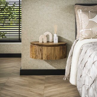 PS-Collection Zwevend Nachtkastje Mangohout Zand Wave 1 Lade