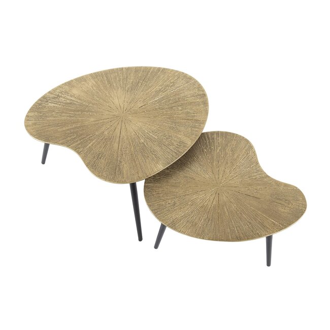 Salontafel Set van 2 Antiek Goud Niervormig - Ray
