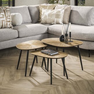 PS-Collection Salontafelset Metaal Antiek Goud Ray Vierhoekig Set 3