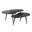 Fossil Salontafel Set van 2 - Niervormig - 91x55x40cm - Zwart - Keramiek/Metaal