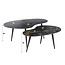 Fossil Salontafel Set van 2 - Niervormig - 91x55x40cm - Zwart - Keramiek/Metaal