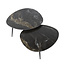Fossil Salontafel Set van 2 - Organisch - 70x58x40cm - Zwart - Keramiek/Metaal