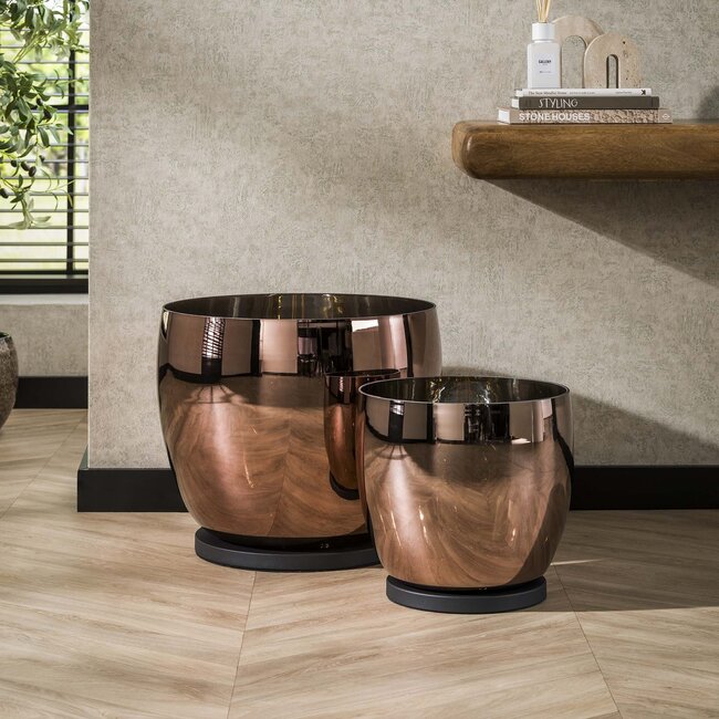 PS-Collection UP XL Vloerlamp - 33x33x32cm - Koperkleur - Glas/Metaal