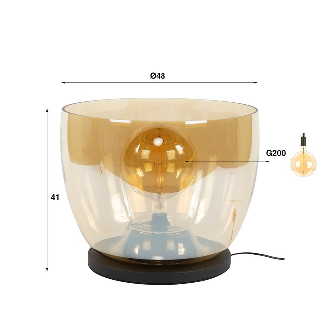 Vloerlamp Smoke Grey Glas XXL 1 Lichtpunt - UP
