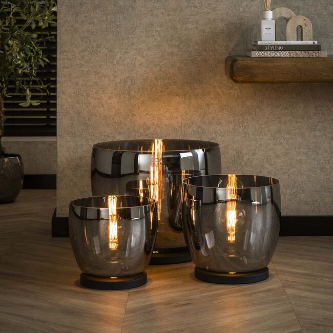 UP XXL Vloerlamp - 48x48x41cm - Smoke Grey Glas - Metaal