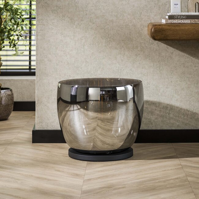 PS-Collection UP XXL Vloerlamp - 48x48x41cm - Smoke Grey Glas - Metaal