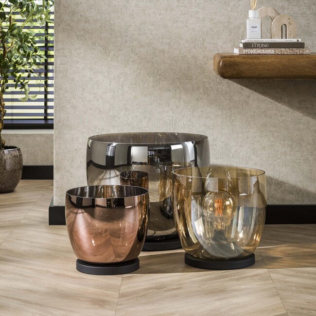 PS-Collection UP XXL Vloerlamp - 48x48x41cm - Koperkleur - Glas/Metaal