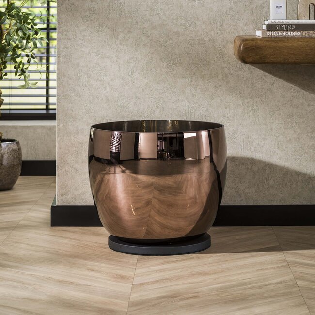 PS-Collection UP XXL Vloerlamp - 48x48x41cm - Koperkleur - Glas/Metaal