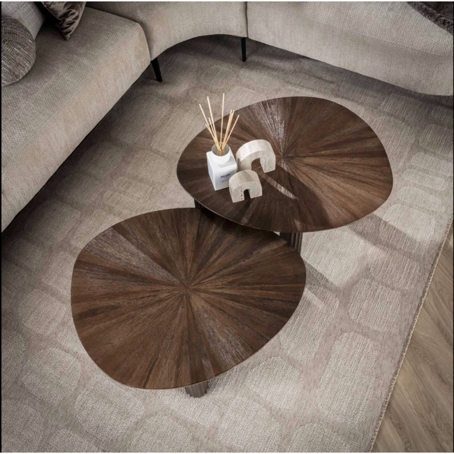 PS-Collection Maya Salontafel Set van 2 - Driehoekig - 75x61x38 cm - Bruin - Teak