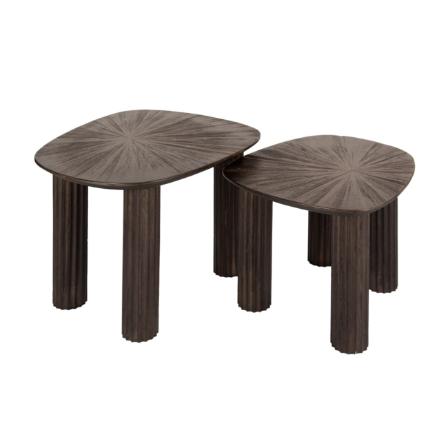 Maya Salontafel Set van 2 - Vierhoekig - 62x51x43 cm - Bruin - Teak