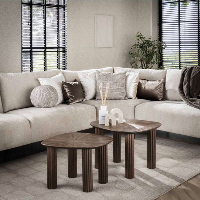 PS-Collection Maya Salontafel Set van 2 - Vierhoekig - 62x51x43 cm - Bruin - Teak