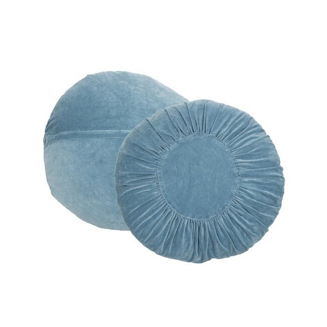 Rond Sierkussen met Ruches - ø60cm - Blauw - Fluweel