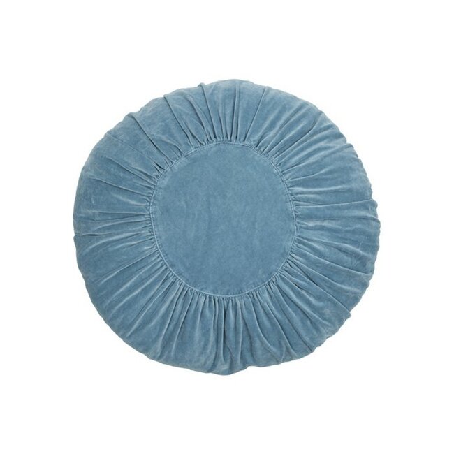 Rond Sierkussen met Ruches - ø60cm - Blauw - Fluweel