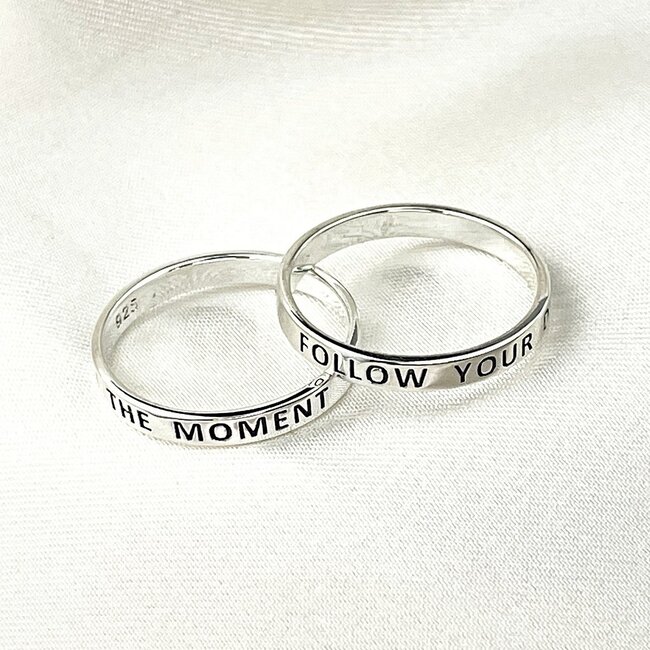 Geniet van het Leven Ring - 925 Sterling Zilver met Gravure