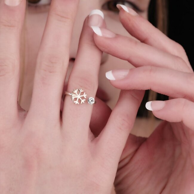 Zilveren Sneeuwvlok Ring - Verstelbaar - 925 Sterling Zilver