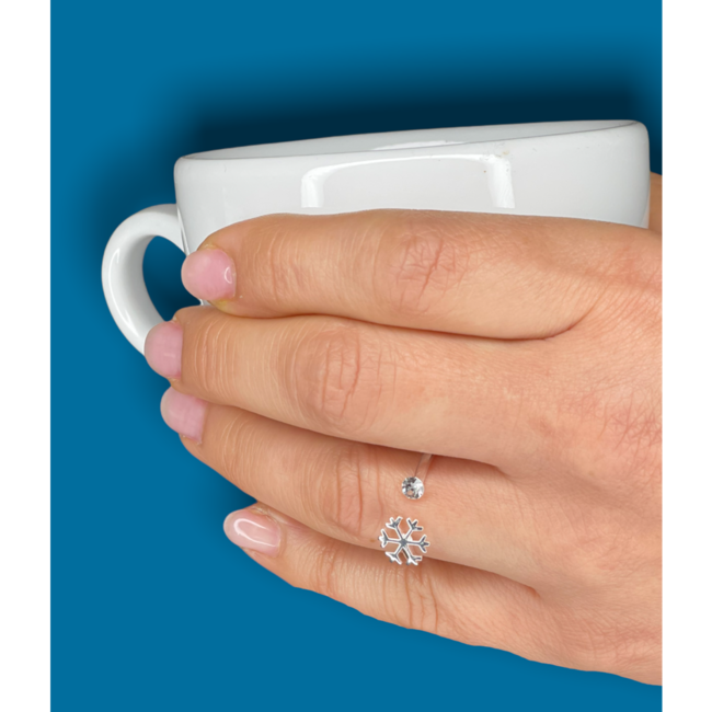 Zilveren Sneeuwvlok Ring - Verstelbaar - 925 Sterling Zilver
