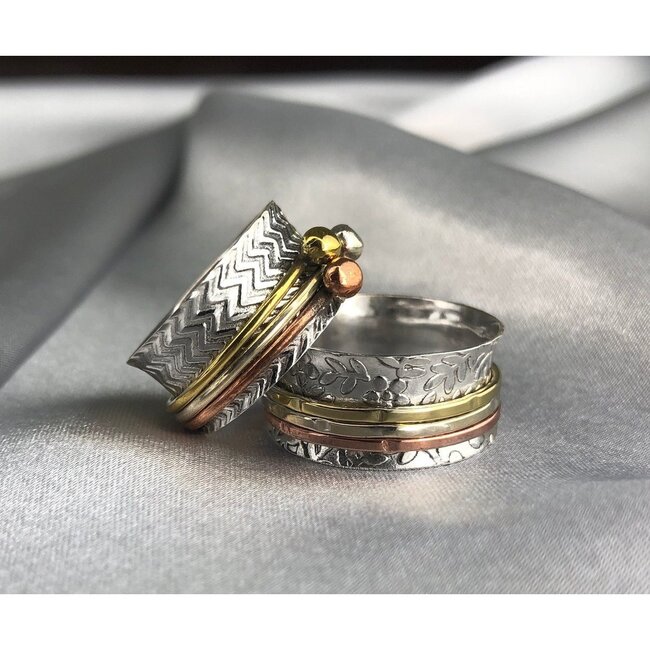 925 Zilveren Meditatiering - Draairing tegen Stress & Onrust