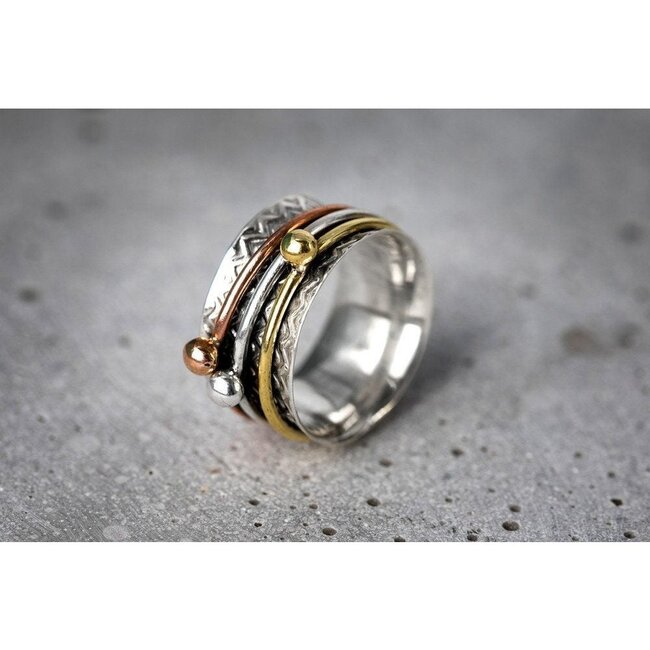 925 Zilveren Meditatiering - Draairing tegen Stress & Onrust