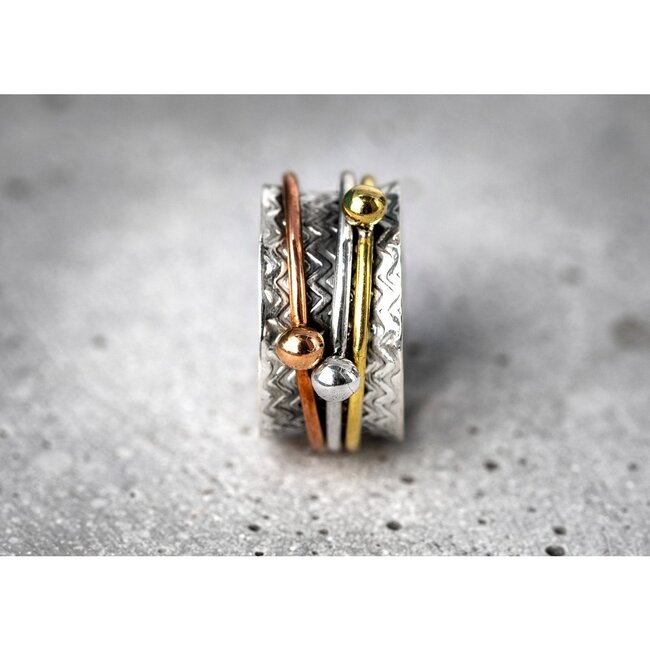 925 Zilveren Meditatiering - Draairing tegen Stress & Onrust