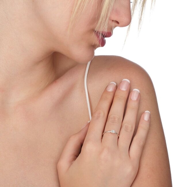 Parelmoerring - 925 Zilver Minimalistisch Design