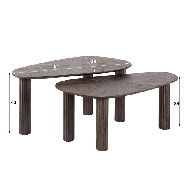 Salontafel Set van 2 Teakhout Espresso - Maya