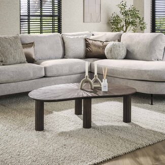 PS-Collection Maya Salontafel Niervorm - 110x68x36 cm - Bruin - Teak