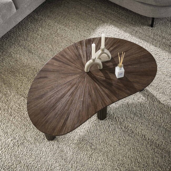 Salontafel Teakhout Donkerbruin Niervormig - Maya