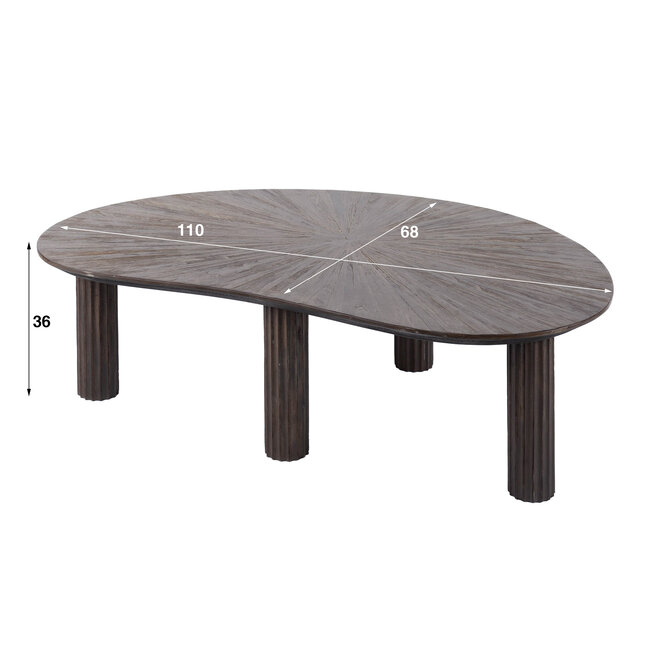 Maya Salontafel Niervorm - 110x68x36 cm - Bruin - Teak